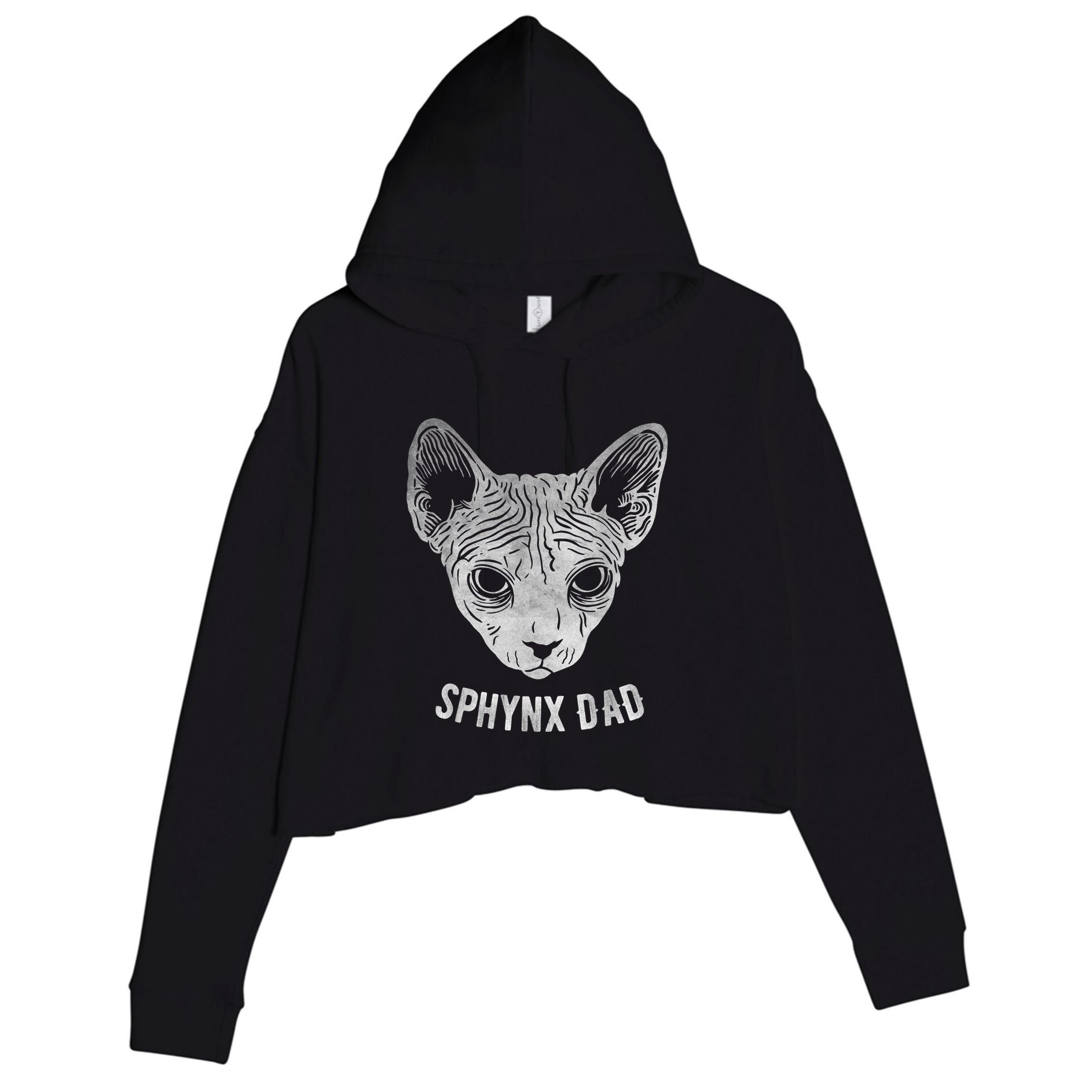 Sphynx Cat Dad Crop Fleece Hoodie