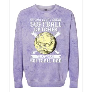 Softball Catcher Dad Pitcher Fastpitch Coach Fathers Day Colorblast Crewneck Sweatshirt