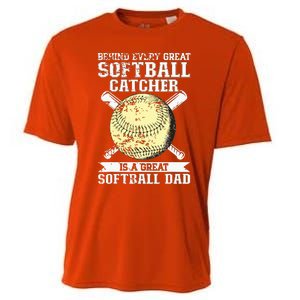 Softball Catcher Dad Pitcher Fastpitch Coach Fathers Day Cooling Performance Crew T-Shirt