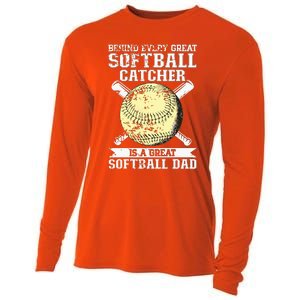 Softball Catcher Dad Pitcher Fastpitch Coach Fathers Day Cooling Performance Long Sleeve Crew