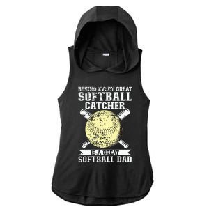 Softball Catcher Dad Pitcher Fastpitch Coach Fathers Day Ladies PosiCharge Tri-Blend Wicking Draft Hoodie Tank