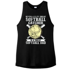 Softball Catcher Dad Pitcher Fastpitch Coach Fathers Day Ladies PosiCharge Tri-Blend Wicking Tank