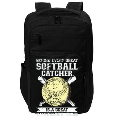 Softball Catcher Dad Pitcher Fastpitch Coach Fathers Day Impact Tech Backpack