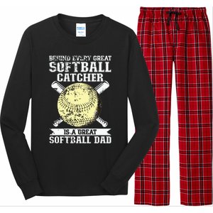 Softball Catcher Dad Pitcher Fastpitch Coach Fathers Day Long Sleeve Pajama Set