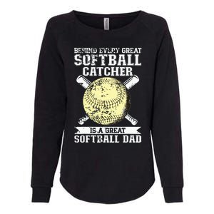 Softball Catcher Dad Pitcher Fastpitch Coach Fathers Day Womens California Wash Sweatshirt