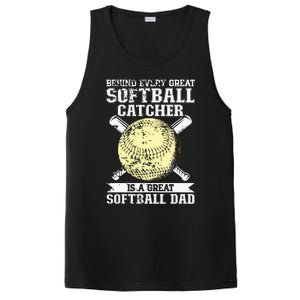 Softball Catcher Dad Pitcher Fastpitch Coach Fathers Day PosiCharge Competitor Tank