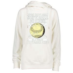 Softball Catcher Dad Pitcher Fastpitch Coach Fathers Day Womens Funnel Neck Pullover Hood