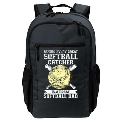 Softball Catcher Dad Pitcher Fastpitch Coach Fathers Day Daily Commute Backpack