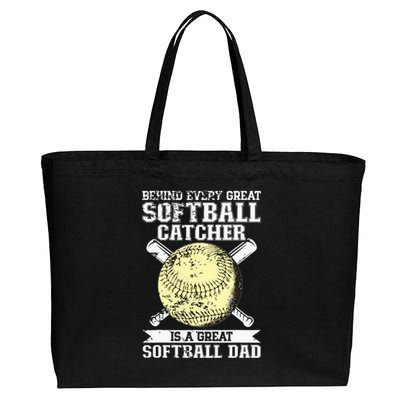 Softball Catcher Dad Pitcher Fastpitch Coach Fathers Day Cotton Canvas Jumbo Tote