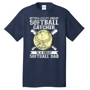 Softball Catcher Dad Pitcher Fastpitch Coach Fathers Day Tall T-Shirt