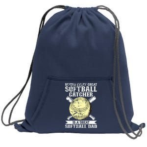 Softball Catcher Dad Pitcher Fastpitch Coach Fathers Day Sweatshirt Cinch Pack Bag