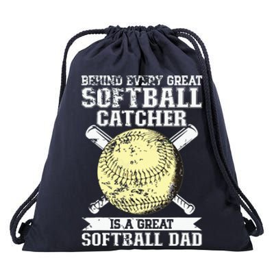 Softball Catcher Dad Pitcher Fastpitch Coach Fathers Day Drawstring Bag