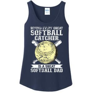 Softball Catcher Dad Pitcher Fastpitch Coach Fathers Day Ladies Essential Tank