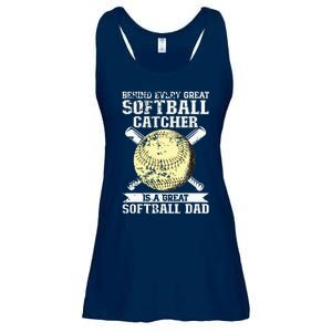 Softball Catcher Dad Pitcher Fastpitch Coach Fathers Day Ladies Essential Flowy Tank