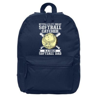 Softball Catcher Dad Pitcher Fastpitch Coach Fathers Day 16 in Basic Backpack