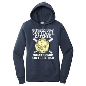 Softball Catcher Dad Pitcher Fastpitch Coach Fathers Day Women's Pullover Hoodie