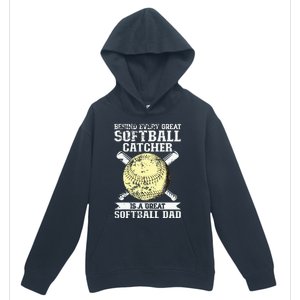 Softball Catcher Dad Pitcher Fastpitch Coach Fathers Day Urban Pullover Hoodie