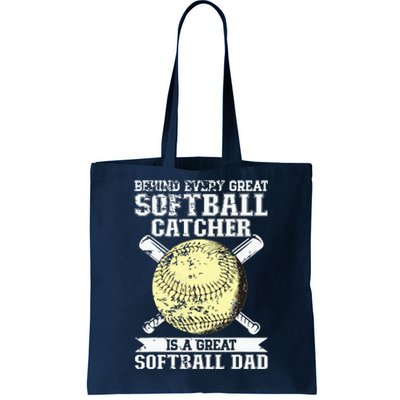 Softball Catcher Dad Pitcher Fastpitch Coach Fathers Day Tote Bag