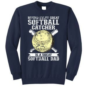 Softball Catcher Dad Pitcher Fastpitch Coach Fathers Day Tall Sweatshirt