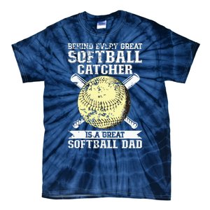 Softball Catcher Dad Pitcher Fastpitch Coach Fathers Day Tie-Dye T-Shirt