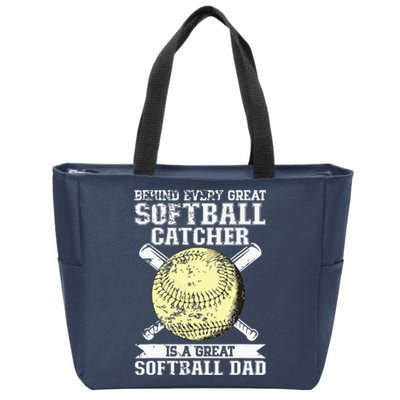 Softball Catcher Dad Pitcher Fastpitch Coach Fathers Day Zip Tote Bag