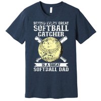 Softball Catcher Dad Pitcher Fastpitch Coach Fathers Day Premium T-Shirt