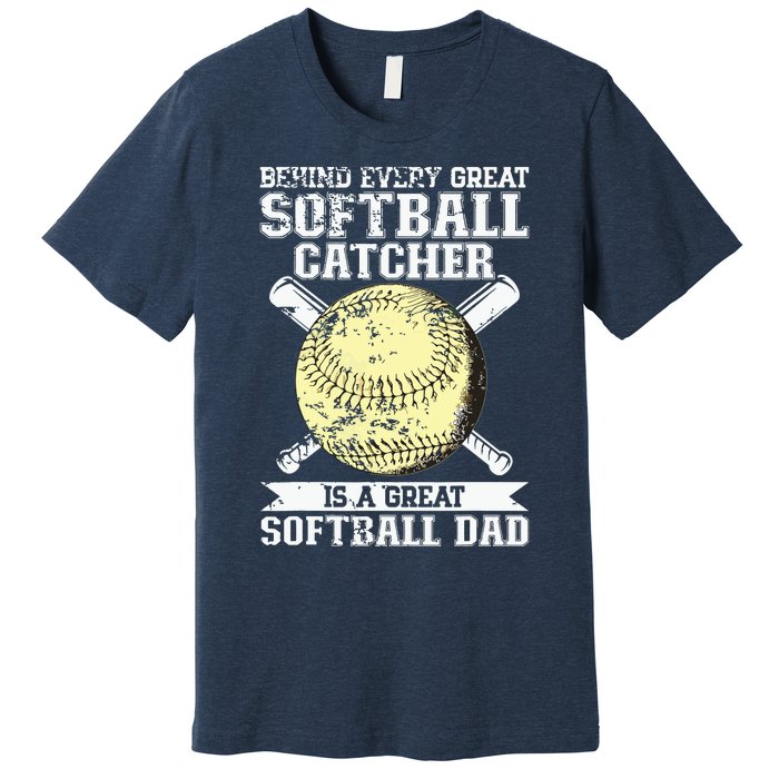 Softball Catcher Dad Pitcher Fastpitch Coach Fathers Day Premium T-Shirt