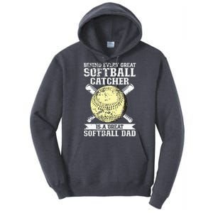 Softball Catcher Dad Pitcher Fastpitch Coach Fathers Day Tall Hoodie