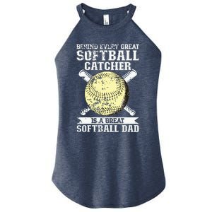 Softball Catcher Dad Pitcher Fastpitch Coach Fathers Day Women's Perfect Tri Rocker Tank