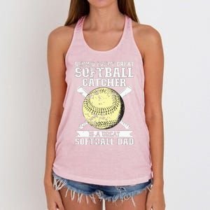 Softball Catcher Dad Pitcher Fastpitch Coach Fathers Day Women's Knotted Racerback Tank