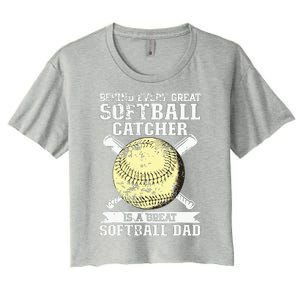 Softball Catcher Dad Pitcher Fastpitch Coach Fathers Day Women's Crop Top Tee