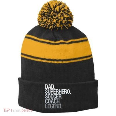 Soccer Coach Dad Stripe Pom Pom Beanie