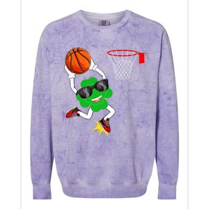 Shamrock Clover Dunking Basketball St Patrick's Day Great Gift Colorblast Crewneck Sweatshirt