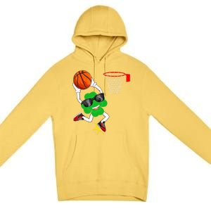 Shamrock Clover Dunking Basketball St Patrick's Day Great Gift Premium Pullover Hoodie