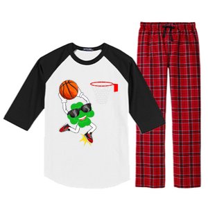 Shamrock Clover Dunking Basketball St Patrick's Day Great Gift Raglan Sleeve Pajama Set