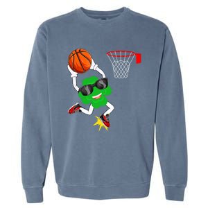 Shamrock Clover Dunking Basketball St Patrick's Day Great Gift Garment-Dyed Sweatshirt