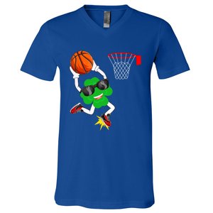 Shamrock Clover Dunking Basketball St Patrick's Day Great Gift V-Neck T-Shirt