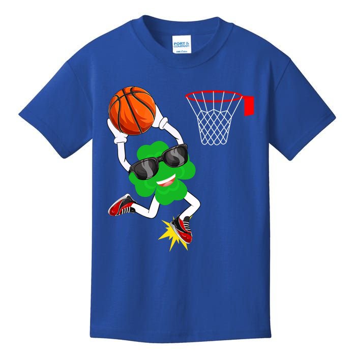 Shamrock Clover Dunking Basketball St Patrick's Day Great Gift Kids T-Shirt