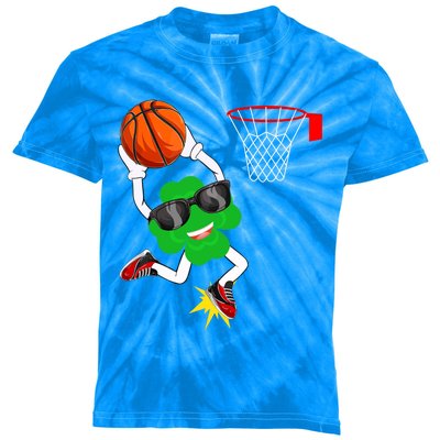 Shamrock Clover Dunking Basketball St Patrick's Day Great Gift Kids Tie-Dye T-Shirt