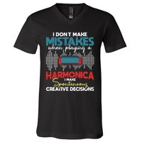 Spontaneous Creative Decisions Harmonica Player Harmonicist V-Neck T-Shirt