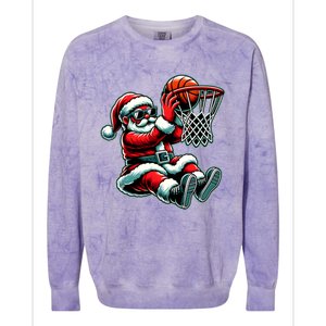 Santa Claus Dunking A Basketball Funny Christmas Basketball Meaningful Gift Colorblast Crewneck Sweatshirt