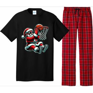 Santa Claus Dunking A Basketball Funny Christmas Basketball Meaningful Gift Pajama Set