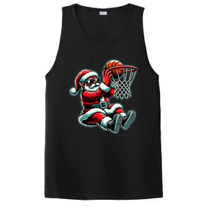 Santa Claus Dunking A Basketball Funny Christmas Basketball Meaningful Gift PosiCharge Competitor Tank