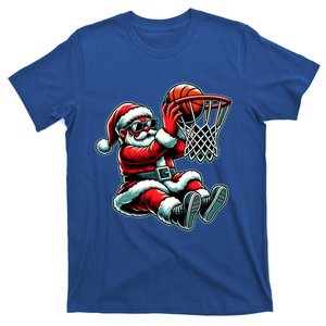 Santa Claus Dunking A Basketball Funny Christmas Basketball Meaningful Gift T-Shirt