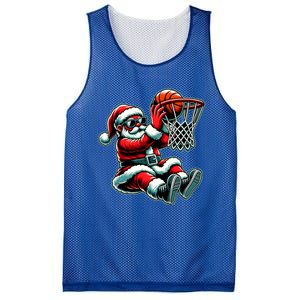 Santa Claus Dunking A Basketball Funny Christmas Basketball Meaningful Gift Mesh Reversible Basketball Jersey Tank