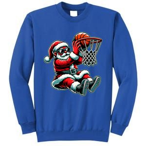 Santa Claus Dunking A Basketball Funny Christmas Basketball Meaningful Gift Tall Sweatshirt