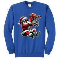 Santa Claus Dunking A Basketball Funny Christmas Basketball Meaningful Gift Tall Sweatshirt