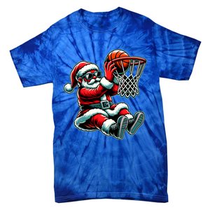 Santa Claus Dunking A Basketball Funny Christmas Basketball Meaningful Gift Tie-Dye T-Shirt