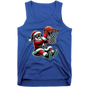 Santa Claus Dunking A Basketball Funny Christmas Basketball Meaningful Gift Tank Top