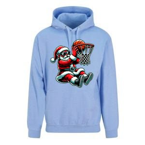 Santa Claus Dunking A Basketball Funny Christmas Basketball Meaningful Gift Unisex Surf Hoodie